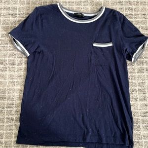 J. Crew cotton confetti ringer pocket tee, navy blue, medium